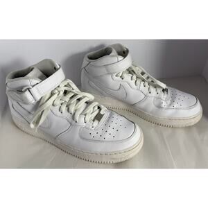 NIKE AIRFORCE 1 MENS WHITE LEATHER HI TOP SNEAKERS SHOES SIZE‎ 12